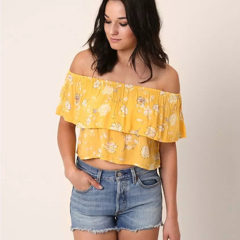 Billabong Billabong Off Shoulder Tropical Ruffle Top